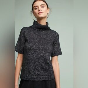 RAGA Mia Black Metallic Turtleneck Sweater Small